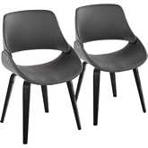 Fabrico Dining Accent Chair in Black Wood & Grey Leatherette (Set of 2)